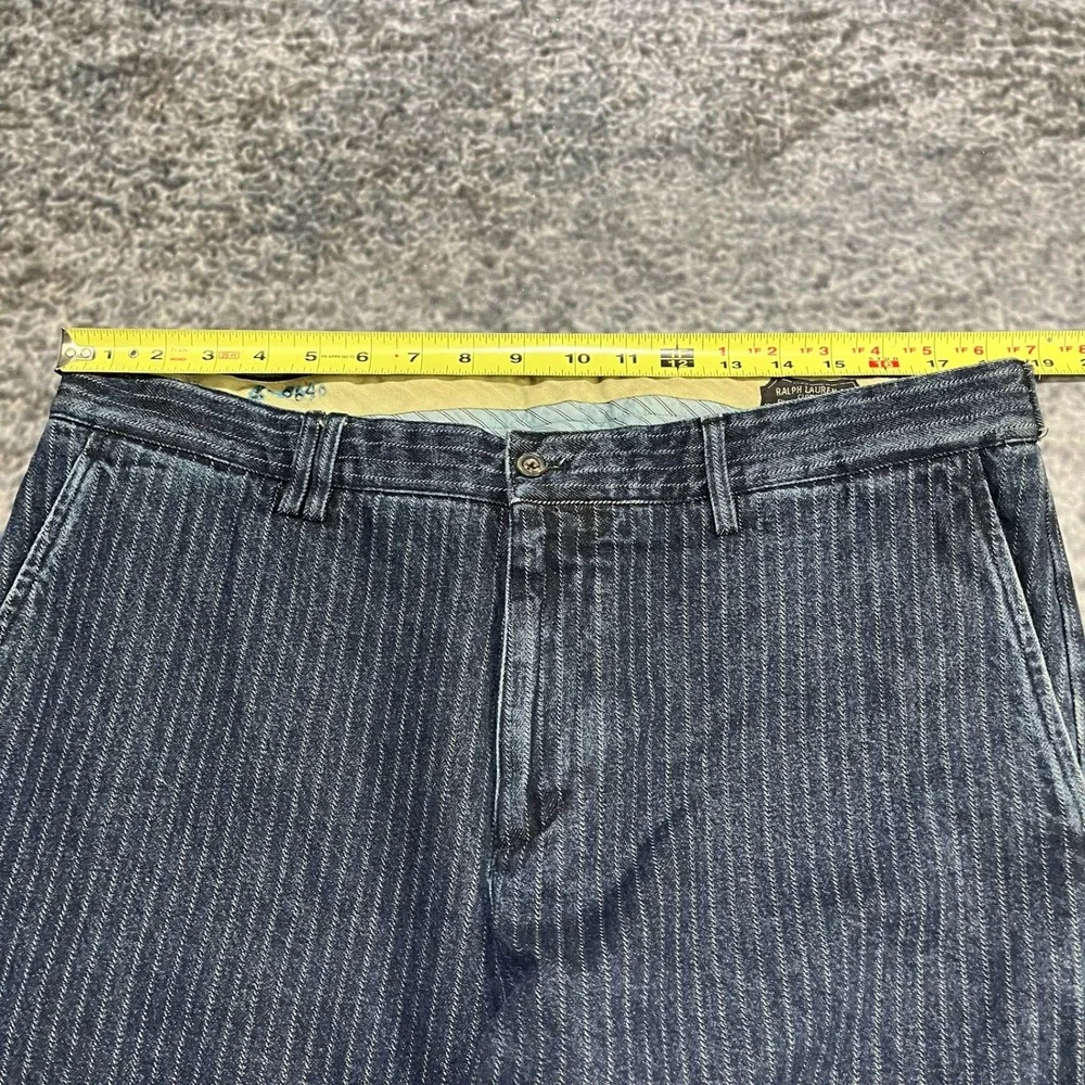 NWT Polo Ralph Lauren Pants Striped‎ Denim Mens 36x34 Blue Made In Italy